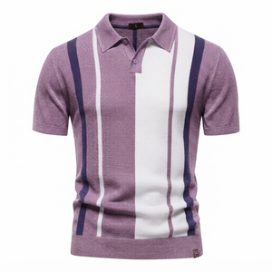 Chemise décontractée pour homme à motif Argyle, manches courtes, respirante, en tricot Spandex/Polyester, longueur standard, avec poche, infroissable - Product Image 4