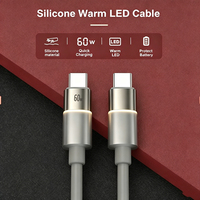 Cable de Datos LED de Silicona Tipo-C con Luz Cálida de 60W, Carga Rápida 3A PD3.0, Conductor de Cobre Puro USB-C para Cámara IOS de Fábrica