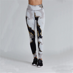 Conjunto de Yoga de 2 Piezas para Mujer, Leggings de Cintura Alta con Estampado de Mármol, Top Corto Deportivo, Sujetador Deportivo, Ropa Deportiva Elástica sin Costuras - Product Image 4