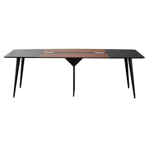 Tavolo da Conferenza Moderno a Forma di Barca da 2,4 m per 10 Persone, Scrivania per Riunioni con Gambe in Metallo - Product Image 1