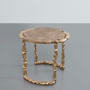 Mesa Auxiliar Moderna de Metal Plateado con Patas Metálicas Redondas para Sala de Estar, Estilo Moderno - Product Image 1