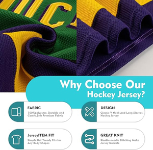 Maillot de hockey sur glace personnalisé, broderie en twill, uniforme d'équipe, fabricant de vêtements de sport OEM - Product Image 6