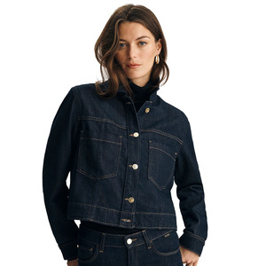 Plus Size Women Casual Denim <b>Jacket</b> Autumn Winter <b>Summer</b> Washed Breathable Color Fade Proof 100% Cotton 220g Black Denim <b>Jacket</b> - Product Image 5