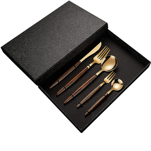 Awesome Brass Dessert Spoon Salad Server Flatware Cutlery <b>Sets</b> Brass Stem Handle Shape Spoon With <b>Black</b> Box - Product Image 6