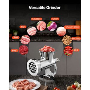 "Hand Crank <b>Meat</b> <b>Grinder</b> with 304 Stainless Steel Mincer & Sausage Stuffer 2 Cutting Plates Plastic Clamp" - Product Image 6