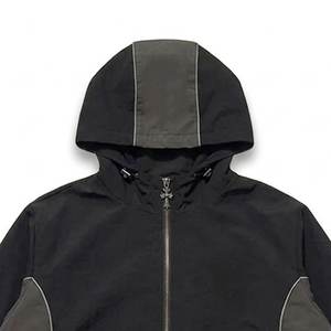 New Trends Custom Logo Black With Grey Panels Men's Nylon <b>Wind</b> <b>Breaker</b> Pant Sets For Summer <b>Wind</b> Cross Vintage Streetwear Jacket - Product Image 6