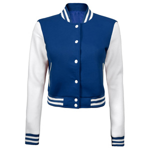 Custom <b>Ladies</b> <b>Crop</b> Top Varsity <b>Jacket</b> Premium Letterman Baseball Fashion Sample Service Available OEM Factory - Product Image 3