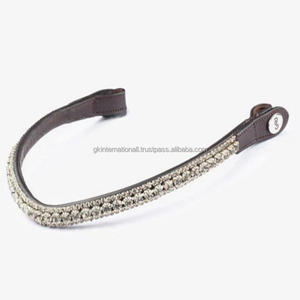 สายรัดคิ้วหนังม้าสีดำทำจากโลหะประกายคริสตัลใสสีขาว3แถวดีไซน์ตามสั่ง - Product Image 5