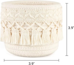 Multisize White Macrame Basket For Makeup Brush Storage <b>Paint</b> Brushes And Daily Essentials Stylish Organizer <b>Set</b> From India - Product Image 2