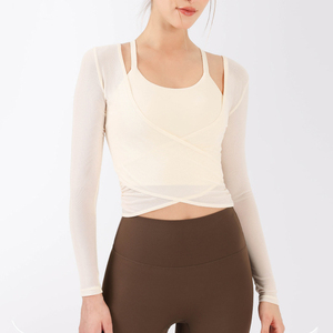 Women's <b>Wrap</b> Style Yoga Top Soft <b>Stretch</b> Fitness Workout Shirt Breathable Activewear Athletic Gym Clothing - Product Image 4