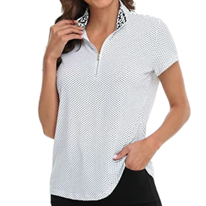 Haut de sport en coton tricoté uni à manches courtes pour femme, avec quart de zip, idéal pour le golf et le tennis - Vente en gros Al Baraj Industry - Product Image 4