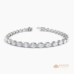 สร้อยข้อมือลูกแพร์ตัด Moissanite สำหรับผู้ชายสีขาวทองหรูหราของขวัญครบรอบการหมั้น - Product Image 1