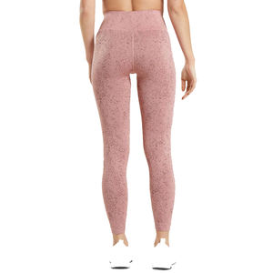 Leggings de Yoga Sólidos Color Rosa Polvoriento, Cintura Alta, Sin Costuras, Texturizados, Compresivos, Transpirables, de Secado Rápido, Spandex/Nylon, para Entrenamiento - Product Image 3