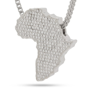 Collier pendentif carte d'Afrique en moissanite, chaîne en argent plaqué or 18 carats, bijoux unisexe, cadeau d'anniversaire - Product Image 1