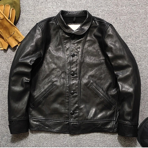 HARAZ INTERNATIONAL Blouson de moto en cuir véritable style vintage, qualité supérieure en cuir de mouton, col rabattable, fermeture éclair pour homme - Product Image 6