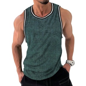Wholesale Price New Breathable Casual Men's Tank <b>Top</b> Polyester Sports Wear <b>Mesh</b> Fabric Stretch Crew Neck Solid Supplier From BD - Product Image 1