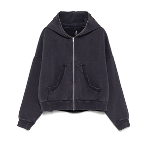 Sudadera con Capucha Unisex Vintage, Cierre Completo, Lavado Ácido, 100% Algodón, Talla Grande, Ecológica, Impermeable, 350g - Product Image 1