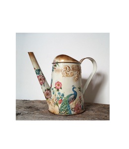 Elegante regadera metálica con diseños brillantes impresos en esmalte, ideal para decoración de interiores, jardinería y riego de plantas al aire libre. - Product Image 2