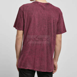 Men's Burgundy Solid Color Cotton T-Shirt O-Neck <b>Short</b> <b>Sleeve</b> Casual Oversized Fit Jersey Knitted Garment Dyed - Product Image 2
