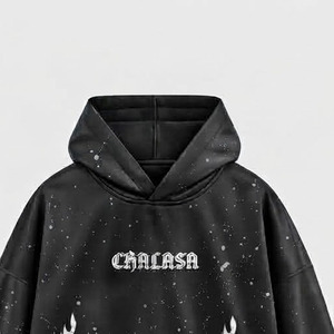 Sudadera con Capucha CHALASA Oversize con Estampado de Llamas, Unisex, Estilo Urbano, con Bolsillo Canguro - Product Image 5