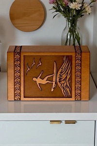 Handmade Eco-Friendly Durable Wooden Cremation Urn for Surfer <b>Memorial</b> Personalized Ashes <b>Box</b>-200 Cubic Inch Capacity - Product Image 2