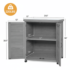 Banco da Lavoro per Esterni con Armadietto e Piano in Metallo per Giardinaggio e Stoccaggio - Product Image 2