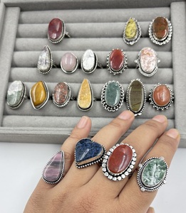 Premium 925 Sterling Silver Assorted Natural Stone <b>Rings</b> Wholesale Mixed Gemstone <b>Adjustable</b> <b>Ring</b> Collection - Product Image 1