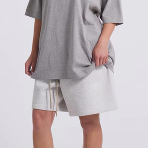 Shorts en coton gris pour femmes, best-sellers, shorts de détente en molleton français, logo personnalisé, marque privée, OEM, ODM, commande en gros - Product Image 4