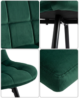 Chaise de salle à manger inclinable pliable en velours moderne avec pieds en métal noir pour appartement, maison, hôtel