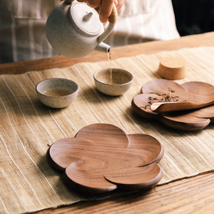 Handcrafted Wooden Flower Shape <b>Drink</b> <b>Coasters</b> Natural Walnut Wood Table <b>Coasters</b> for Coffee Cups Mugs Glasses Rustic Dining - Product Image 5