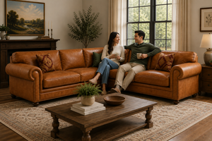 Sofá Esquinero de Cuero Estilo Chesterfield Tradicional con Comodidad Premium para Muebles de Sala de Estar - Product Image 4