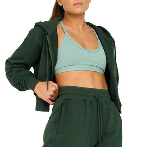 Conjunto Deportivo de Invierno para Mujer, Sudadera Corta con Cremallera y Logotipo Personalizado, Pantalones Deportivos de Cintura Alta, Felpa de Algodón, Ropa de Gimnasio, Proveedor OEM - Product Image 5