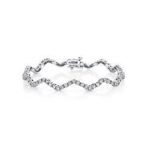 Pulsera de oro blanco con diamantes cultivados en laboratorio de 6.50 ct, corte redondo, diseño de camino sinuoso. - Product Image 1