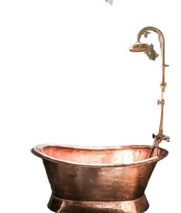 Bañera Ovalada de Metal con Acabado en Cobre de Lujo, Bañera Independiente para Baño, Spa y Hogar - Product Image 3