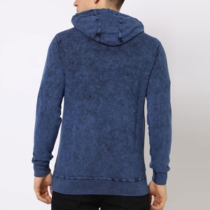 Sweat à capuche délavé à l'acide pour homme, bleu délavé minéral, à manches longues, décontracté, personnalisé OEM - Product Image 3