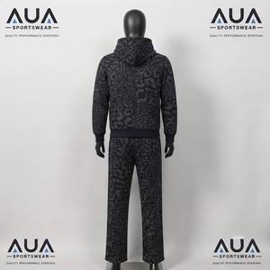 Women Leopard Print Tracksuit Set Hooded Sweatshirt Full Length <b>Pants</b> Casual Style 100% Polyester Breathable Midweight - Product Image 3