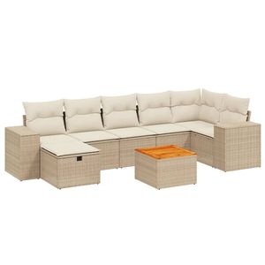 Ensemble de canapés modulaires de jardin en rotin beige 8 places, mobilier d'extérieur au design contemporain, résistant aux intempéries - Product Image 4