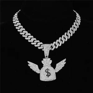 Collar con Colgante de Bolsa de Dinero Estilo Hip Hop, con Incrustaciones de Diamantes, Cadena Cubana de Plata 925, Joyería para Hombres y Mujeres - Product Image 1