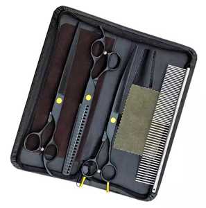 กรรไกรตัดขนสัตว์เลี้ยงสีดำ คุณภาพดีที่สุด กรรไกรตัดแต่งขนโค้ง สำหรับสุนัข - Product Image 4