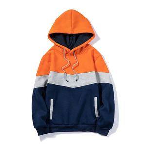 Sweat-shirt à capuche décontracté pour homme, style patchwork color block, motif chevron, en polaire ample, pour l'hiver, streetwear - Product Image 3