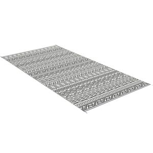 Portable 9x18 <b>Boho</b> Outdoor Rug Reversible Gray and Cream White with Carry <b>Bag</b> for RV Camping Patio Mat - Product Image 1