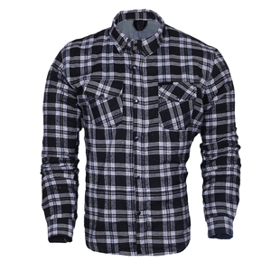 Chemise blindée à carreaux noire et blanche pour homme avec protection anti-déchirure pour motard et protections amovibles pour équipement de moto - Product Image 3