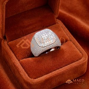 Luxury 925 Sterling <b>Silver</b> Iced Out Square Signet <b>Ring</b> Cluster <b>Men's</b> <b>Ring</b> Hip Hop Jewellery Big Bold <b>Mens</b> Iced Out <b>Ring</b> - Product Image 3