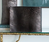 Dark Brown Wood Grain Slab Vase – Wave Top Metal/<b>Ceramic</b> <b>Flower</b> <b>Pot</b> – Minimalist Nature-Inspired Living Room Centerpiece - Product Image 3