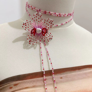 Orion Handicraft Handmade <b>Bow</b> Knot Glass Seed Bead Choker Necklace Classic Fashion Jewelry Women Party Wedding Wear <b>Gift</b> - Product Image 1