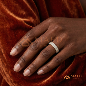 Anillo de Diamantes Creados en Laboratorio |   Anillo de aniversario de oro rosa macizo |   Elegante Anillo de Compromiso de Doble Hilera | Joyería de Moissanita, Regalo para Ella - Product Image 3