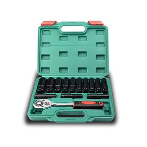 Jeu de clés à douille en acier au carbone robuste de 14 pièces, entraînement de 1/2 pouce, 8-24 mm, hexagonale, rallonge, cliquet manuel, ODM OEM, étui rigide - Product Image 1