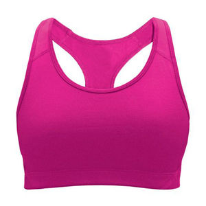 เสื้อชั้นในกีฬาไร้ตะเข็บสีแดงสำหรับผู้หญิง คอกว้าง ทรงครอปท็อป สำหรับโยคะ - Product Image 2