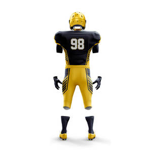 Uniformes de Fútbol Americano Bicolor Negro y Amarillo, Conjunto Completo con Diseño Personalizado Impreso para Jugadores, Transpirable, 100% Poliéster - Product Image 3