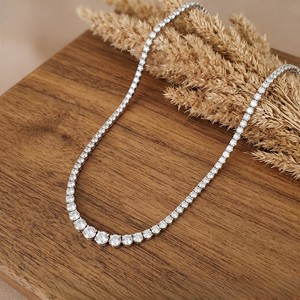 Collar de cadena de tenis de lujo con diamantes cultivados en laboratorio de corte redondo, certificado CVD IGI, de oro macizo de 14K - Product Image 3